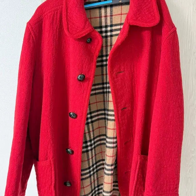 [BUNJANG] Burberry Red Signature Check Lined Coat / 버버리 코트