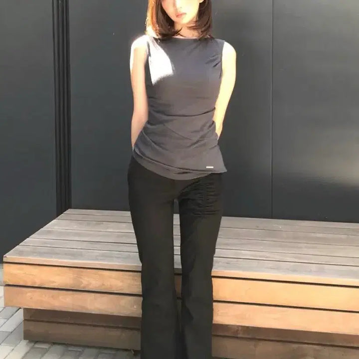 [BUNJANG] 미세키서울 Unbalanced sheer layered 슬리브리스 / 미세키서울 Unbalanced sheer layered 슬리브리스