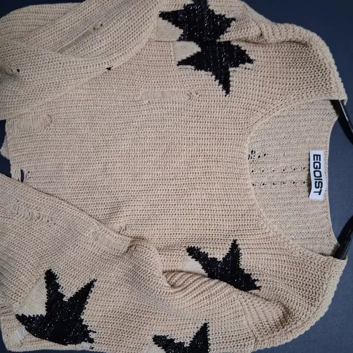 [SOLD OUT] EGOIST 별 패턴 데미지 니트