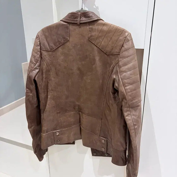[BUNJANG] ZALAMM Brown Natural Cowhide Leather Rider Jacket Size 40 / 거의 새상품 네덜란드 ZALAMM 40사이즈 브라운 천연 소가죽 라이더