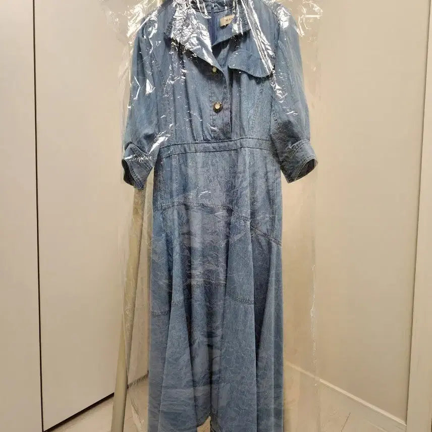 [BUNJANG] MINE Denim Banded Waist Long Dress / 마인)허리밴딩 데님원피스55~66