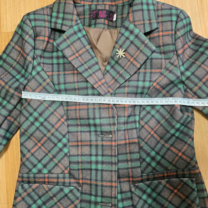 [BUNJANG] Vintage Check Pattern Jacket with Brooch / 빈티지 체크 자켓 브로치 포함 상태최상 44~55추천