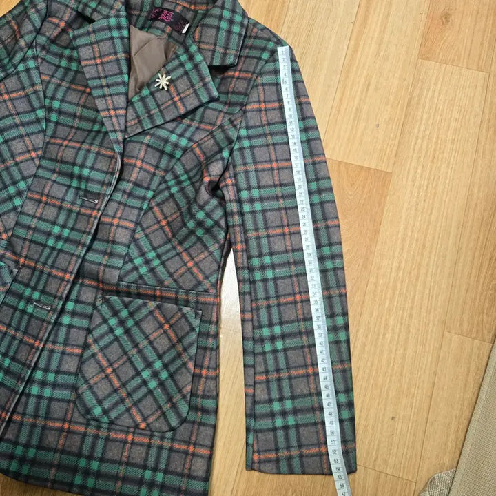 [BUNJANG] Vintage Check Pattern Jacket with Brooch / 빈티지 체크 자켓 브로치 포함 상태최상 44~55추천