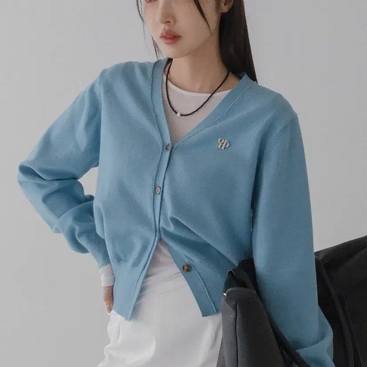 [BUNJANG] Obnel V-Neck Pendant Cardigan Blue / (새상품) 오브넬 브이넥 팬던트 가디건 블루