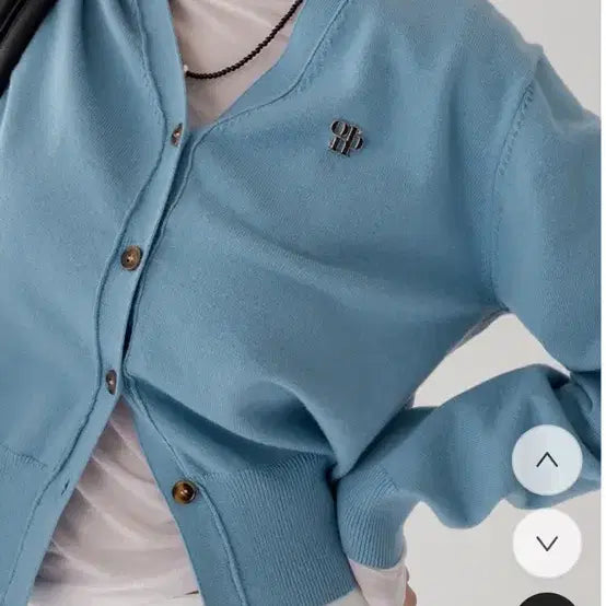 [BUNJANG] Obnel V-Neck Pendant Cardigan Blue / (새상품) 오브넬 브이넥 팬던트 가디건 블루