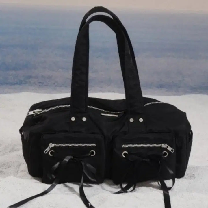 [BUNJANG] NOTKNOWING Double Ribbon Cargo Duffle Bag Black / 낫노잉 더블 리본 카고 더플백 블랙