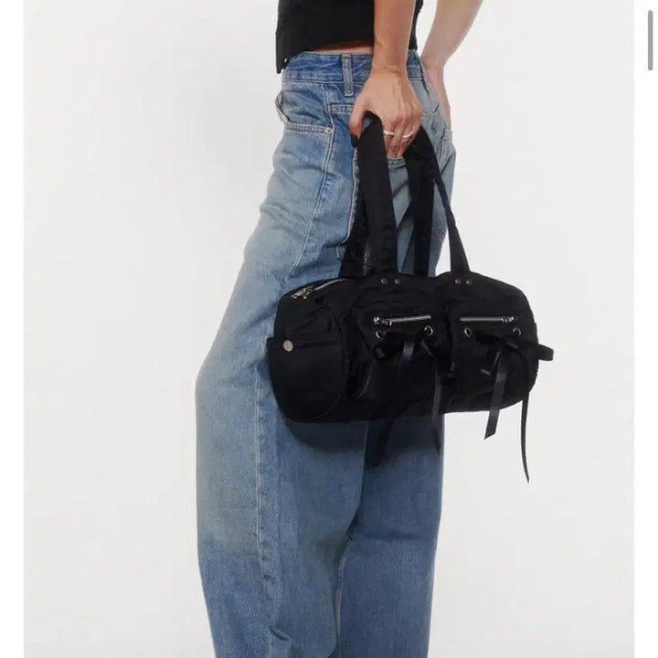 [BUNJANG] NOTKNOWING Double Ribbon Cargo Duffle Bag Black / 낫노잉 더블 리본 카고 더플백 블랙