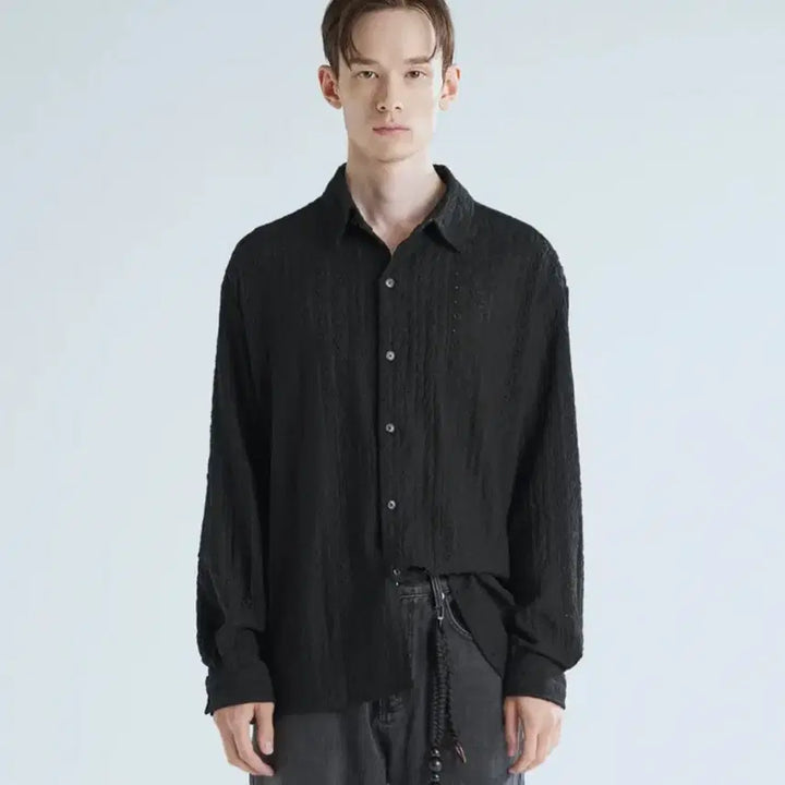 [SOLD OUT] [지플리시] 멜로우 크로셰 셔츠 블랙