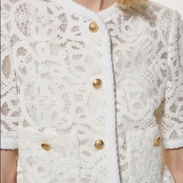 [BUNJANG] Hanseom Lanvin Collection White Lace Jacket / 한섬 랑방 컬렉션 화이트 레이스 자켓
