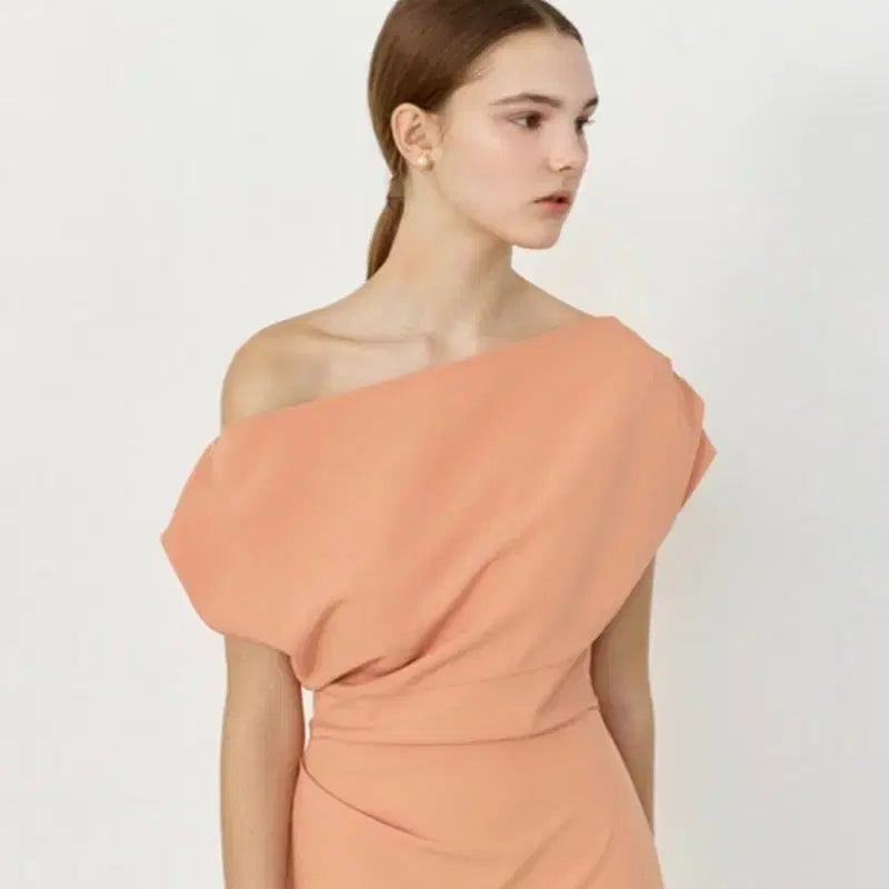 [BUNJANG] Bride And You Peach Off-Shoulder Long Dress / BAU by Bride And You피치 오프숄더롱원피스