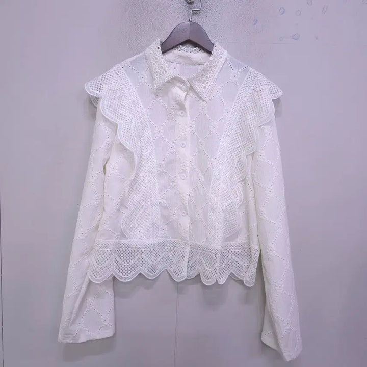 [BUNJANG] Punch Lace Blouse - L / 수입) 거의새거 펀칭 레이스 블라우스 - L