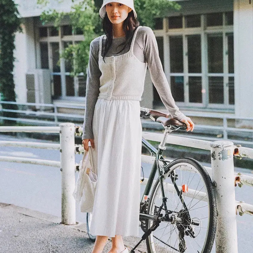 [BUNJANG] Mango Mangi Please Mae Shirring Skirt White / 망고매니플리즈 메이 셔링 스커트 화이트