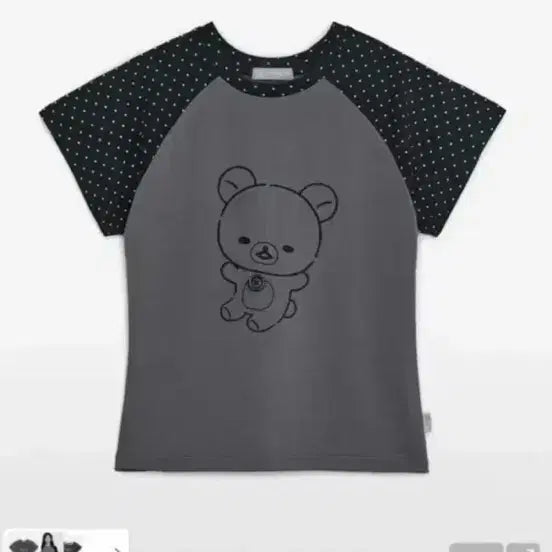 [BUNJANG] Hug Your Skin Korilakkuma Dot T-Shirt Black / 허그유어스킨 코리락쿠마 도트 티셔츠 블랙 판매