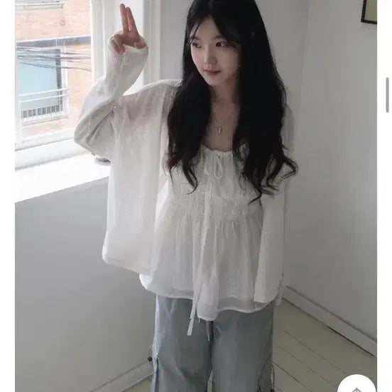 [BUNJANG] Avery See-through Linen Oversized Cardigan / 에이블리 시스루 린넨 오버핏 가디건