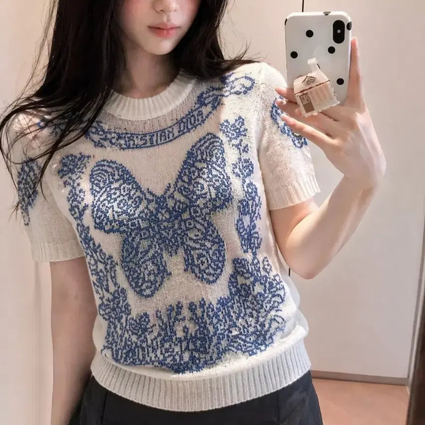 [BUNJANG] Dior Inspired Butterfly Pattern Knit Sweater / 디올 감성 제대로 담긴 니트