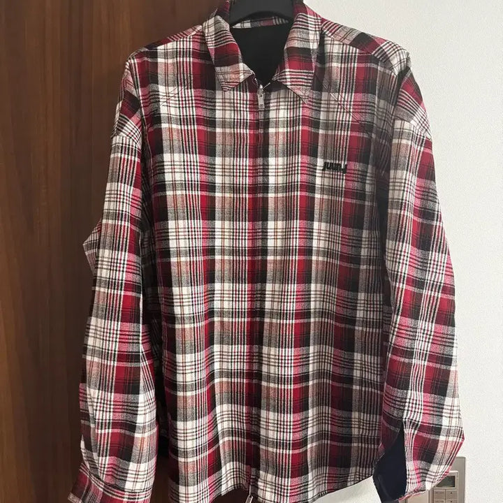 [BUNJANG] Juun.J Red Check Reversible Shirt Jacket / 준지 울 레드체크 리버시블 셔츠자켓 48