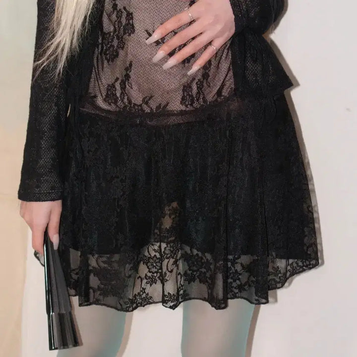 [BUNJANG] Mimi Monde Sheer Layered Skirt Black / 미미몽드 쉬어 레이어드 스커트 블랙