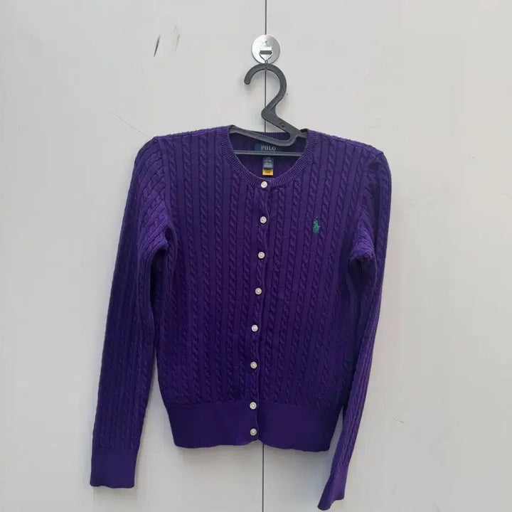 [BUNJANG] Polo Ralph Lauren Purple Cable Knit Cardigan / 폴로 보라 꽈배기 니트 가디건 팝니다