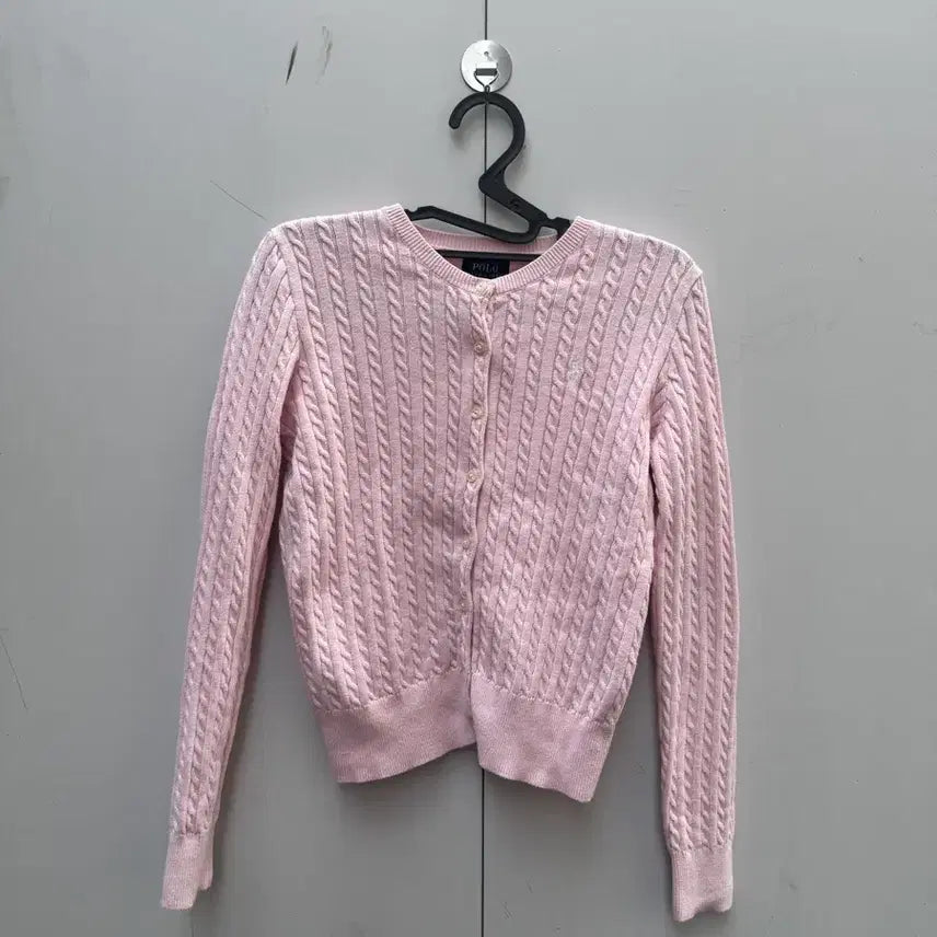 [BUNJANG] Polo Ralph Lauren Pink Cable Knit Cardigan / 폴로 핑크 꽈배기 니트 가디건 팝니다