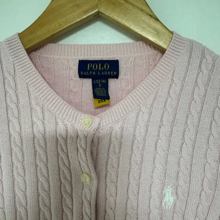 [BUNJANG] Polo Ralph Lauren Pink Cable Knit Cardigan / 폴로 핑크 꽈배기 니트 가디건 팝니다