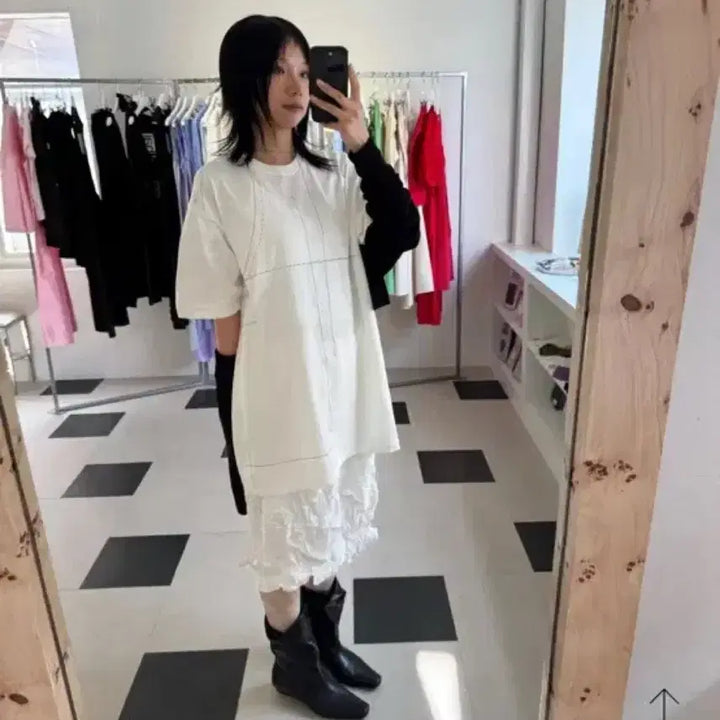 [BUNJANG] Wrinkle Midi Skirt Ivory / 링클 미디 스커트 아이보리