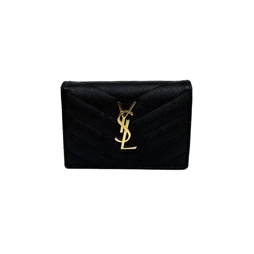 [BUNJANG] Saint Laurent Cassandra Matelassé Card Holder Black Leather / 생로랑 카산드라 마틀라세 카드지갑 명함지갑 596323