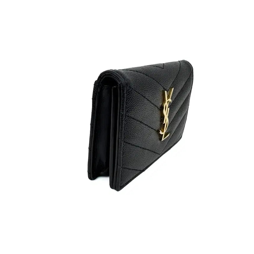[BUNJANG] Saint Laurent Cassandra Matelassé Card Holder Black Leather / 생로랑 카산드라 마틀라세 카드지갑 명함지갑 596323