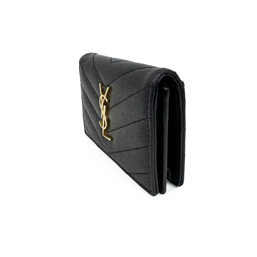 [BUNJANG] Saint Laurent Cassandra Matelassé Card Holder Black Leather / 생로랑 카산드라 마틀라세 카드지갑 명함지갑 596323