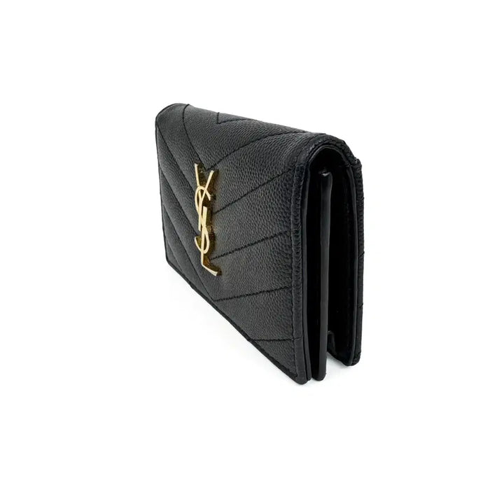 [BUNJANG] Saint Laurent Cassandra Matelassé Card Holder Black Leather / 생로랑 카산드라 마틀라세 카드지갑 명함지갑 596323
