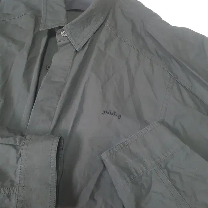 [BUNJANG] Juun.J Dolman Black Oversized String Coach Shirt / 준지 돌먼 블랙 오버핏 스트링 코치 셔츠