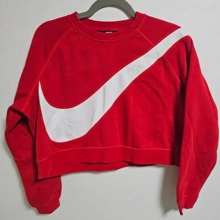 [BUNJANG] Nike Big Swoosh Cropped Sweatshirt Red (Fleece) Women&