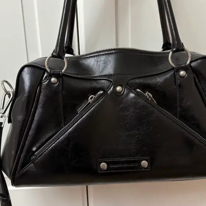 [BUNJANG] Sunburn Project Faux Leather M.O.S Bag - Black / 썬번프로젝트 Faux Leather M.O.S Bag, BLACK
