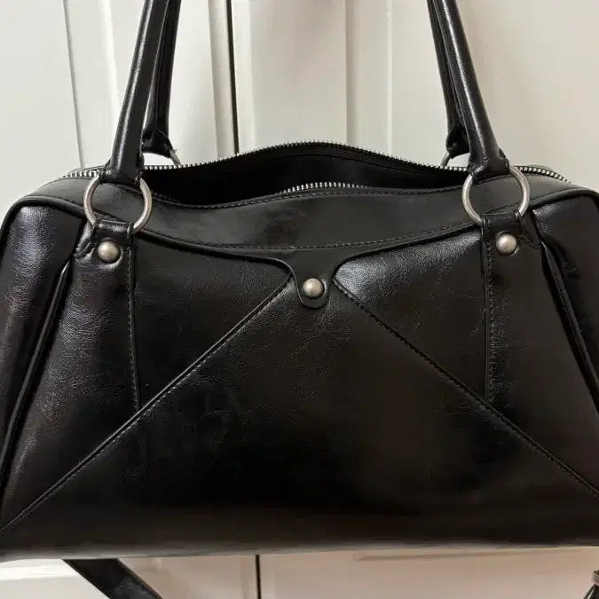 [BUNJANG] Sunburn Project Faux Leather M.O.S Bag - Black / 썬번프로젝트 Faux Leather M.O.S Bag, BLACK