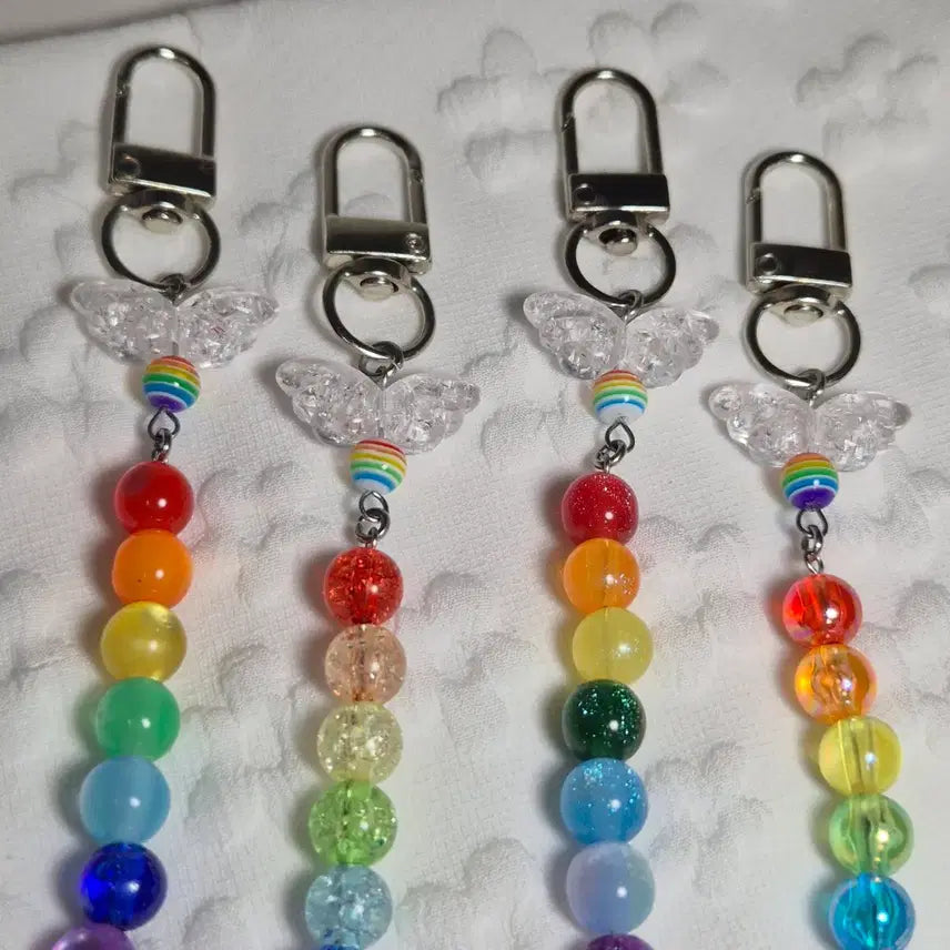 [BUNJANG] Rainbow Bead Keychain / 무지개 구슬 키링 비즈키링