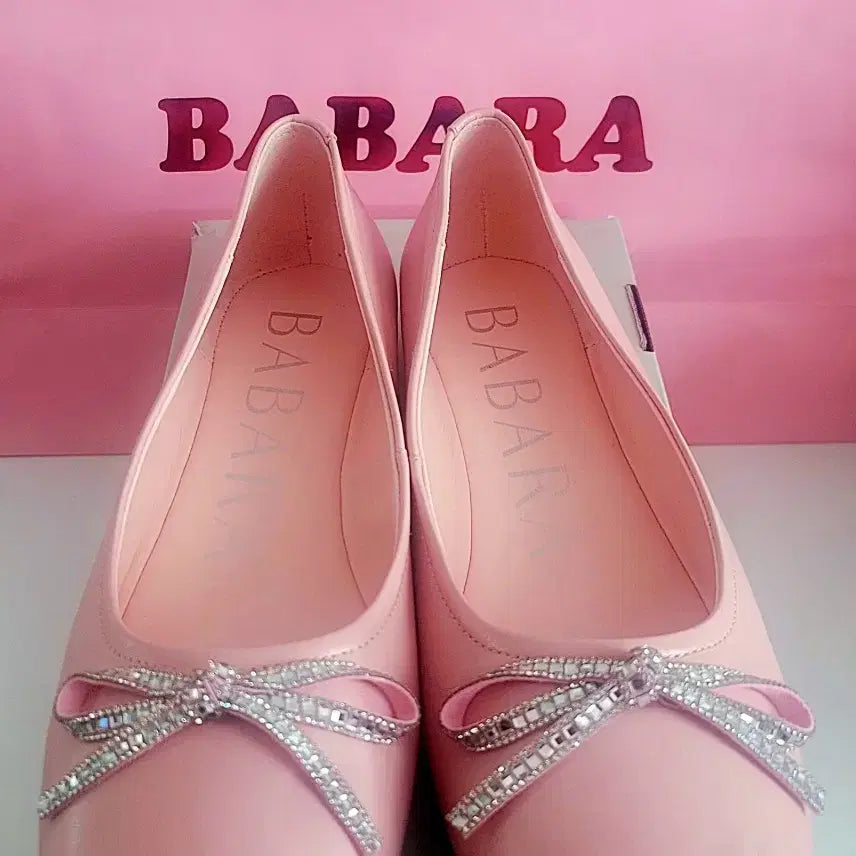 [BUNJANG] Barbara Pink Ribbon Ballet Flats - Size 250 / 정품 바바라 플랫 구두 250(신상품)