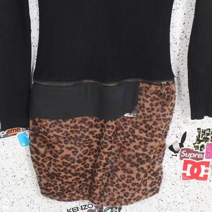 [BUNJANG] Kitchgirl Leopard Ribbed Zipper Dress / 여성F/ 키치걸 지퍼 장식 레오파드 골지 원피스 4-5