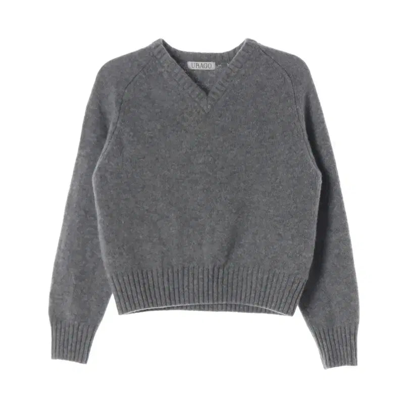 [BUNJANG] URAGO 100% Wool V-Neck Knit (Melange Grey, Free Size) / URAGO 퓨어 울 100 그레이 니트 F