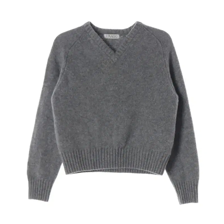 [BUNJANG] URAGO 100% Wool V-Neck Knit (Melange Grey, Free Size) / URAGO 퓨어 울 100 그레이 니트 F