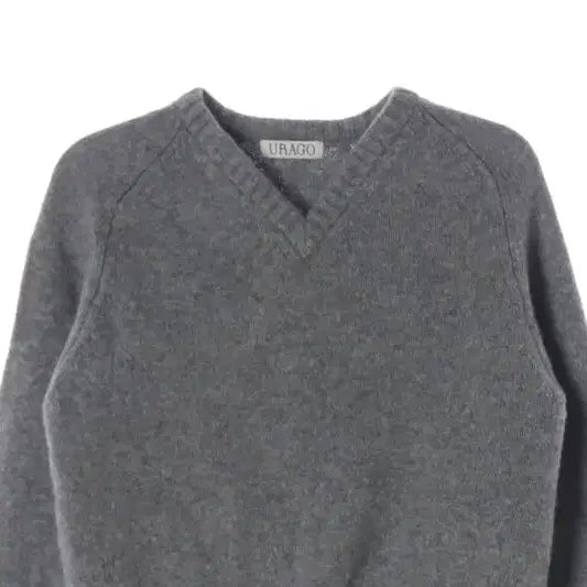 [BUNJANG] URAGO 100% Wool V-Neck Knit (Melange Grey, Free Size) / URAGO 퓨어 울 100 그레이 니트 F