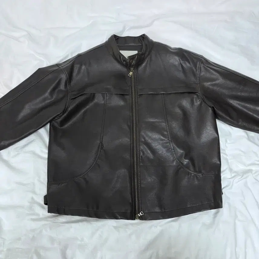 [BUNJANG] Lafarge Store Mouton Divide Biker Jacket (Cafe Brown) / 라퍼지스토어 무톤 디바이드 바이커 자켓 (카페 브라운)