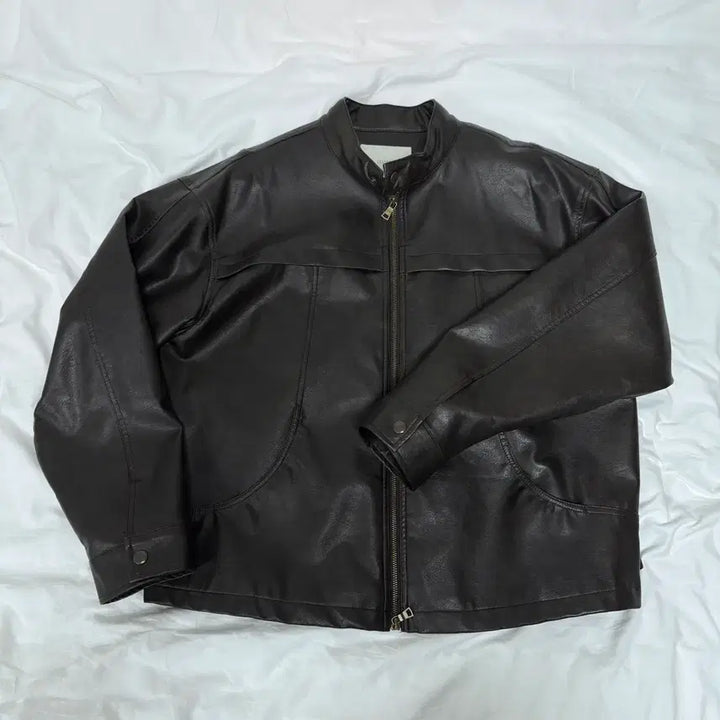 [BUNJANG] Lafarge Store Mouton Divide Biker Jacket (Cafe Brown) / 라퍼지스토어 무톤 디바이드 바이커 자켓 (카페 브라운)