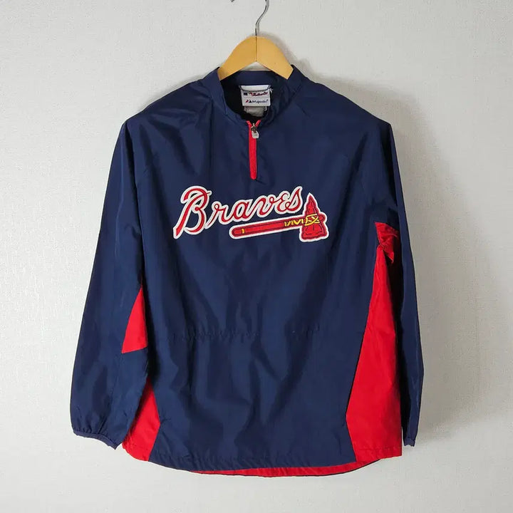 [BUNJANG] Majestic Original Atlanta Anorak Windbreaker Jersey Old School M / 마제스틱 오리지널 애틀란타 아노락 바람막이 유니폼 져지 올드스쿨 M