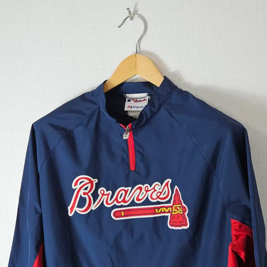[BUNJANG] Majestic Original Atlanta Anorak Windbreaker Jersey Old School M / 마제스틱 오리지널 애틀란타 아노락 바람막이 유니폼 져지 올드스쿨 M