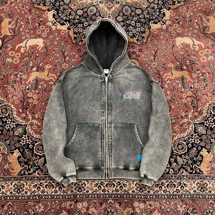 [SOLD OUT] 블랙아웃 크랙 후드 집업 블랙 L