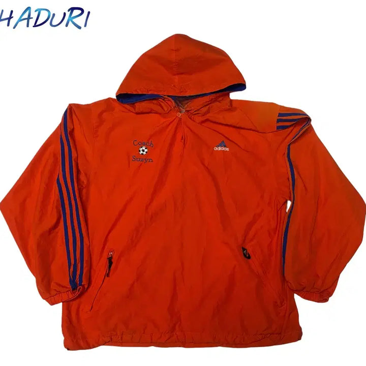 [BUNJANG] Adidas 90s Three Stripe Soccer Anorak M / 아디다스 90s 삼선 사커오렌지아노락 M