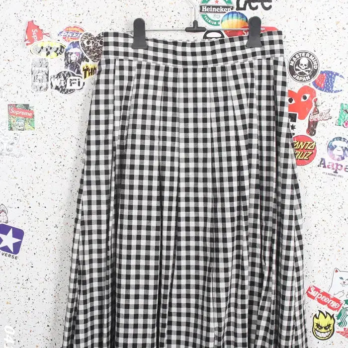 [BUNJANG] Womens 55 Boarde Daily GOBANG Check Long Skirt BK / 여성55 / 보드레 데일리 고방체크 롱스커트BK 3-106
