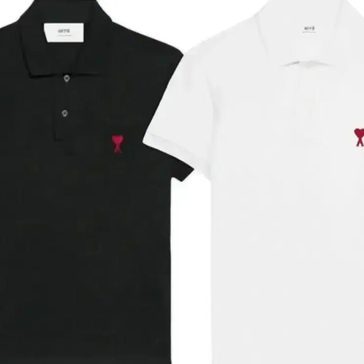 [BUNJANG] AMI Heart Logo Short Sleeve Polo T-Shirt White/Black / 아미 하트 반팔 카라티 PK 화이트/블랙 새상품