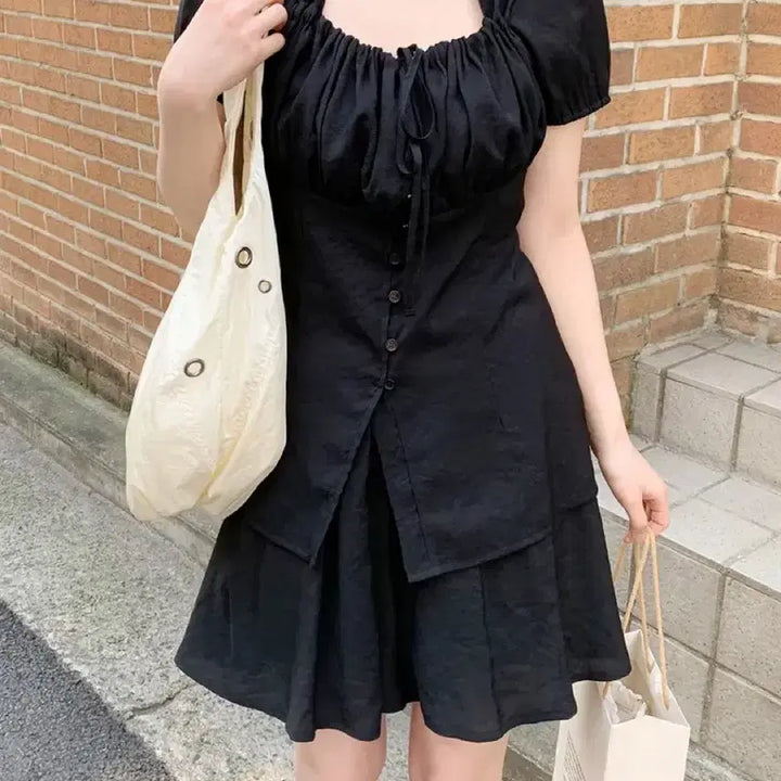 [BUNJANG] Shirring Blouse and Shorts Set / 셔링블라우스 반바지 세트