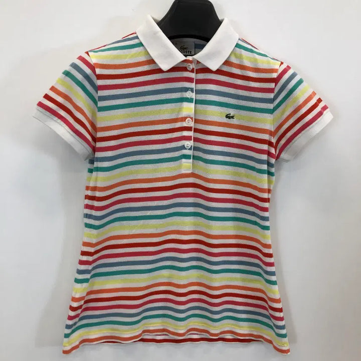 [BUNJANG] Lacoste Patch Logo Striped Pique Polo Shirt / 라코스테 패치로고 피케카라티 95