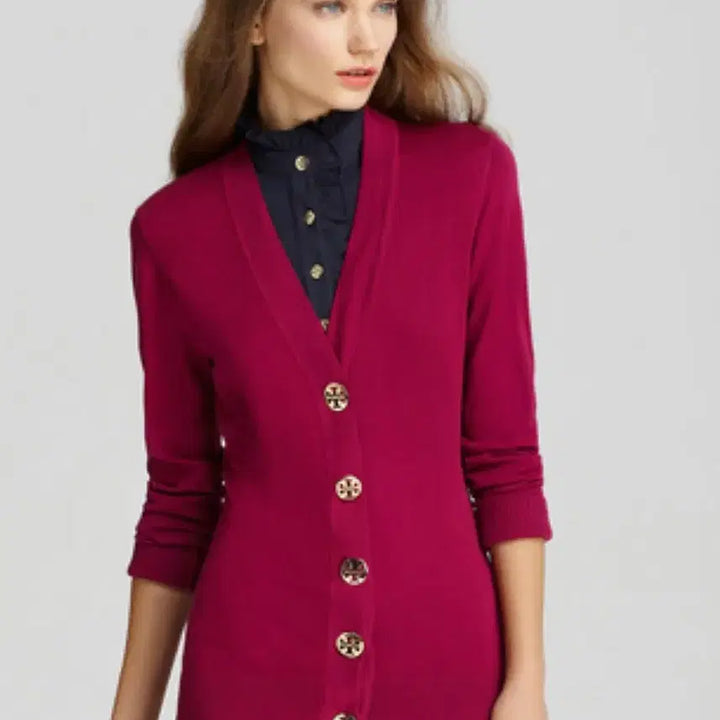 [BUNJANG] Tory Burch Simone Cardigan Fuchsia Pink XS / (택O/새상품)토리버치 시몬 가디건